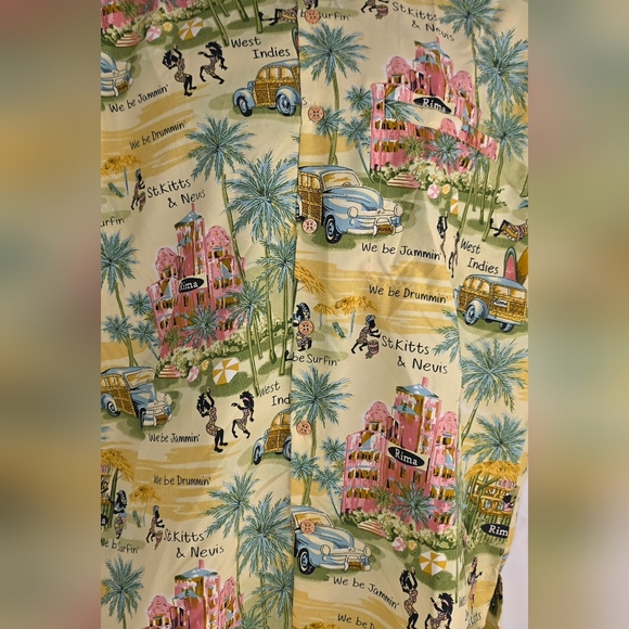 Rima Tropical Island Print Short Sleeve Button Down Shirt Size Small BY-1418 - Picture 4 of 9